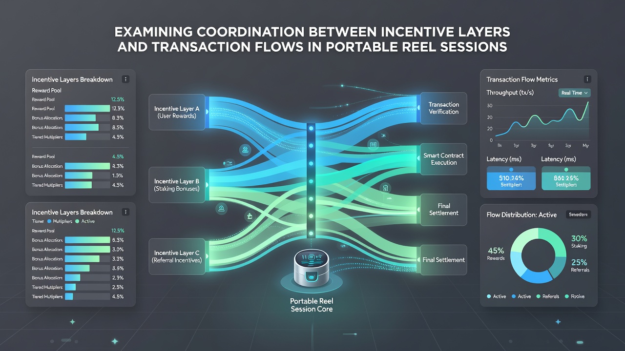 Analyse von Transaktionsflüssen und Anreizkoordination in portablen Reel-Sessions mit Diagrammen zu Datenströmen