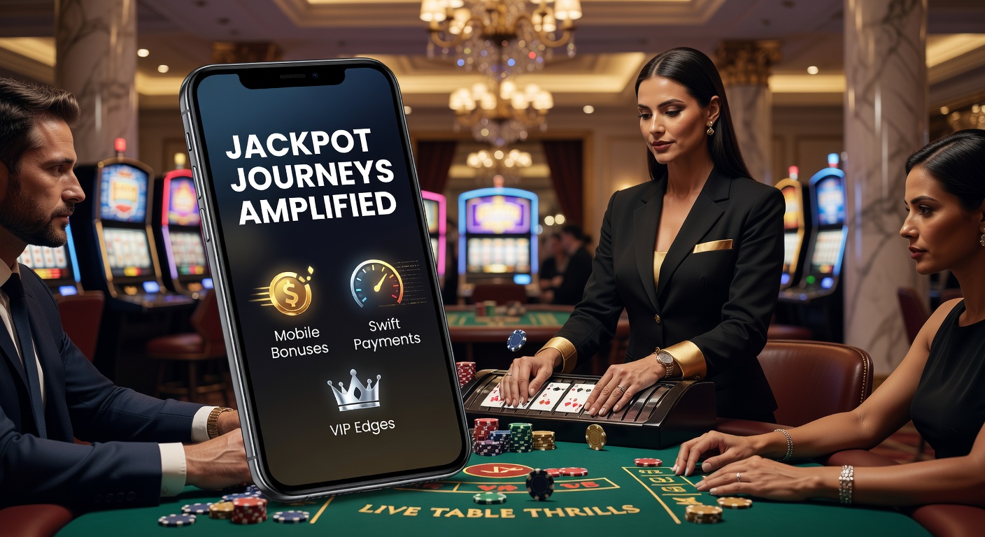Smartphone mit leuchtenden Live-Tischspielen und Bonus-Icons auf dem Bildschirm, umgeben von Jackpot-Symbolen