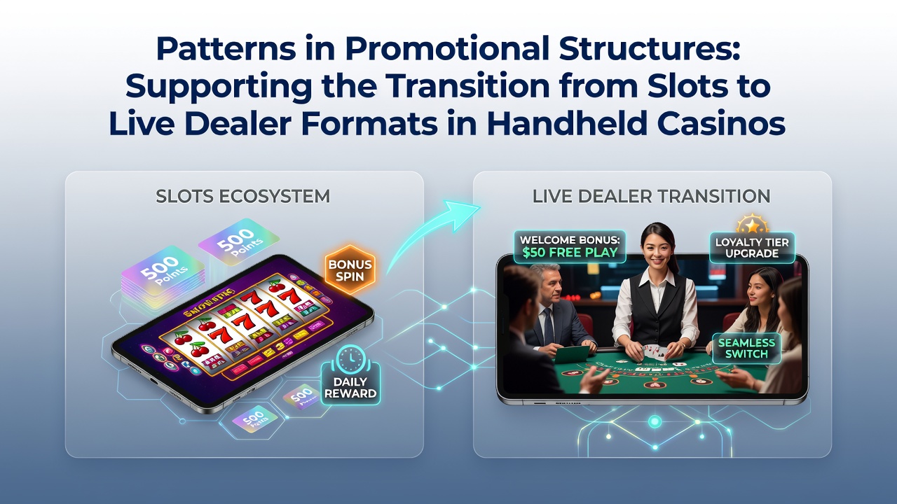 Darstellung mobiler Casino-Schnittstellen mit Slot- und Live-Dealer-Optionen