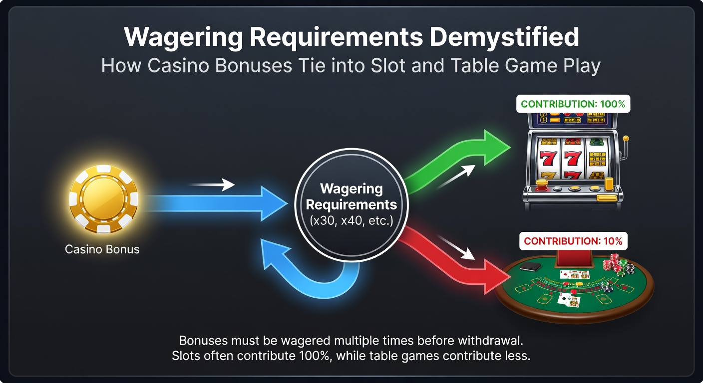 Detaillierte Infografik zu Beitragsquoten bei Slots im Vergleich zu Tischspielen, mit Beispielen für Umsatzberechnungen